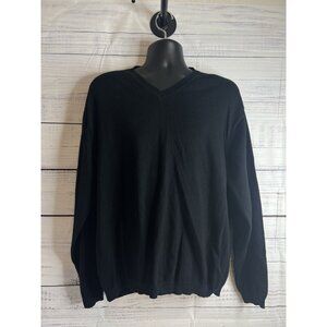 Pronto Uomo Mens Cotton Cashmere V-Neck Sweater Size XXL Black Knit Cozy Preppy